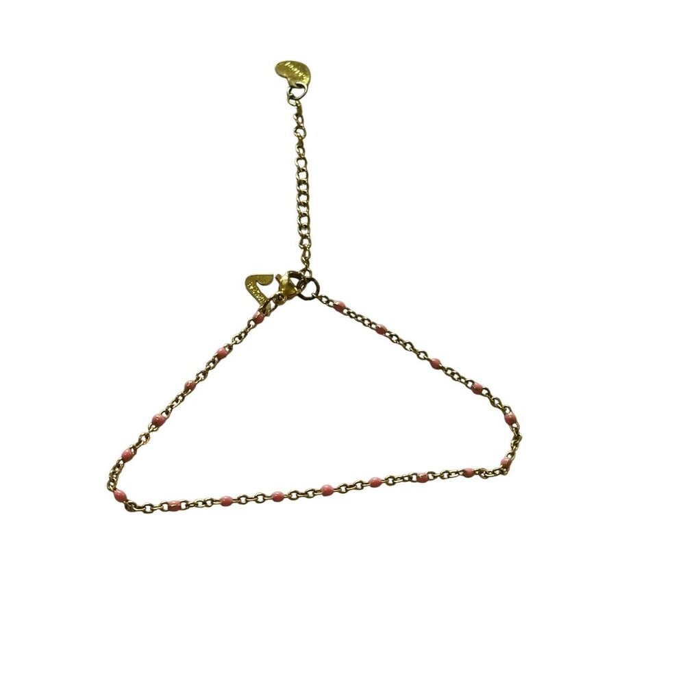 Womens Steel Ankle Bracelet Pink Accents Beach Wear Fashion Jewelry Boho Chic